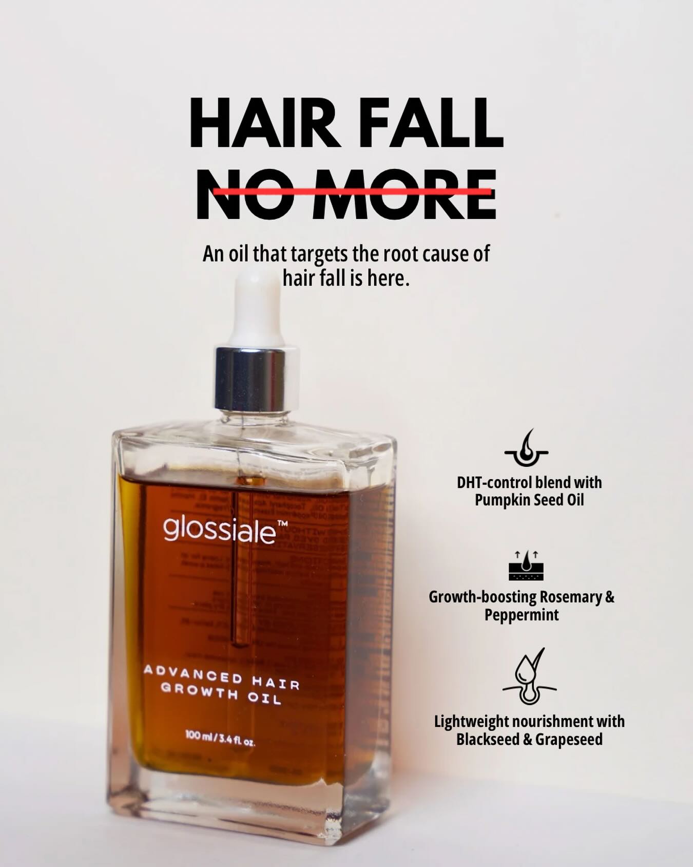 Glossiale Facebook ad: Target the Root. Stop the Fall.