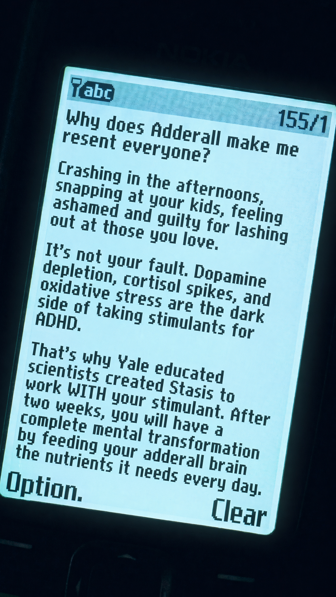 Stasis Facebook ad