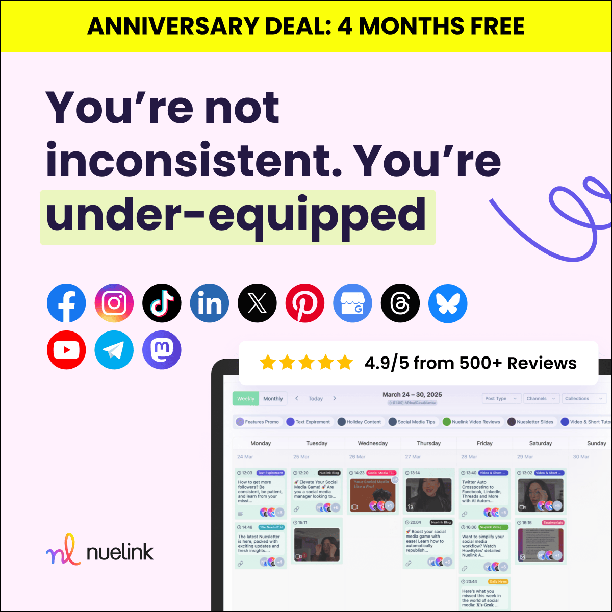 Nuelink Facebook ad: Get 4 Months Free [Anniversary Deal]
