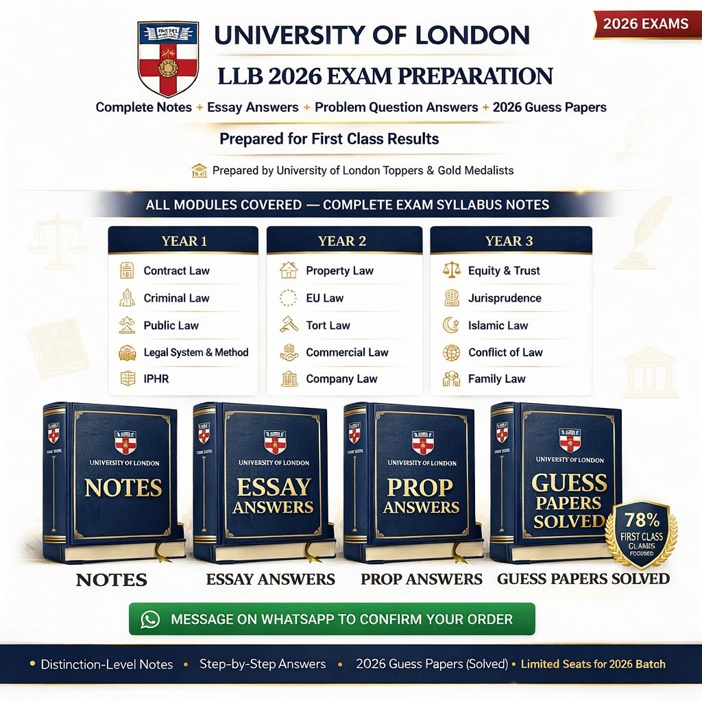 UOL LLB NOTES Facebook ad: UNIVERSITY OF LONDON LLB FIRST CLASS NOTES