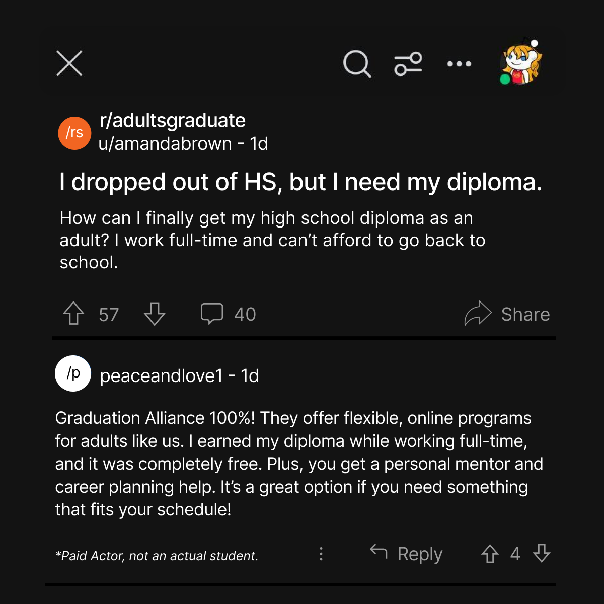 Graduation Alliance Facebook ad