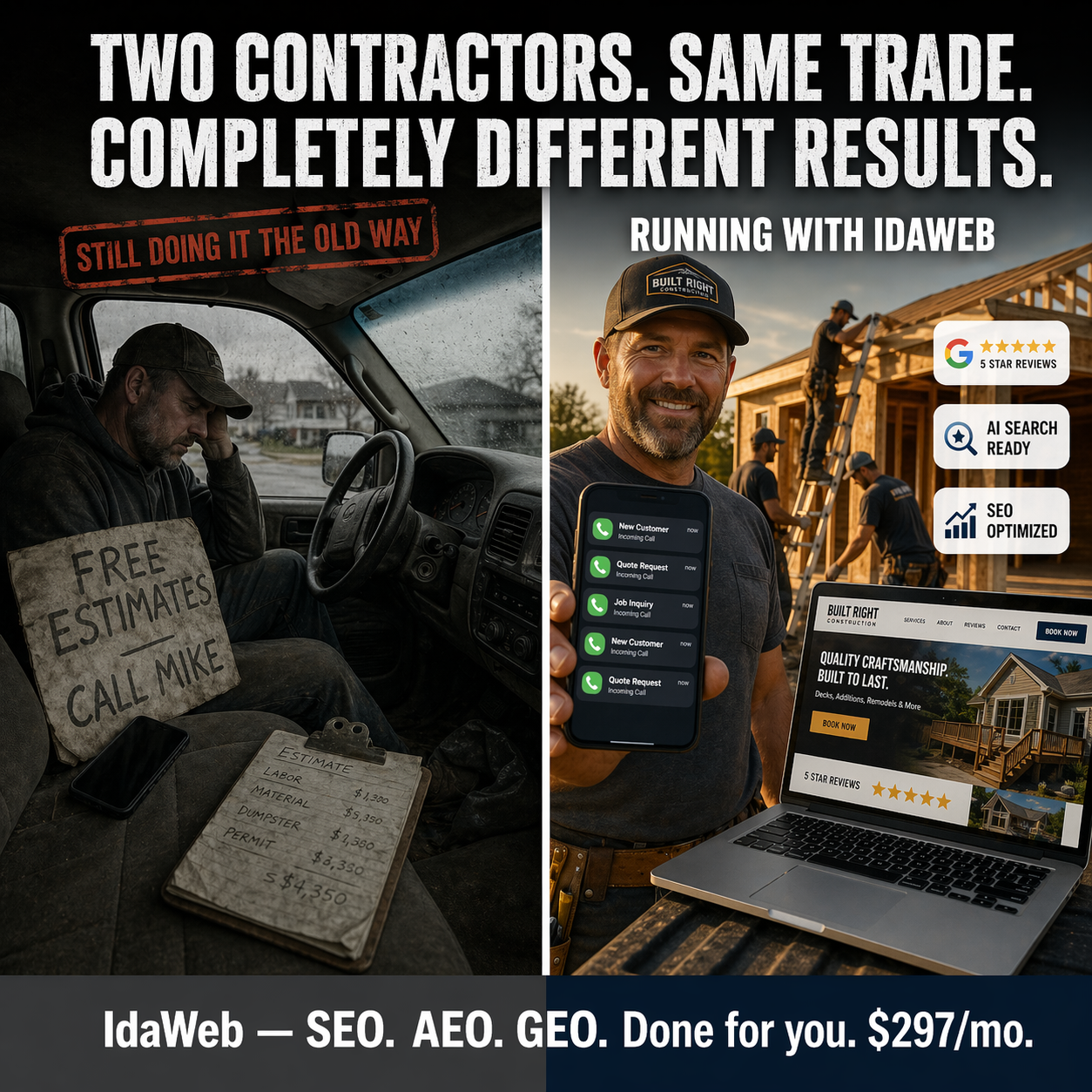 IdaWeb Premier Facebook ad: We Are Waiving Your $5,000 Website Fee.
