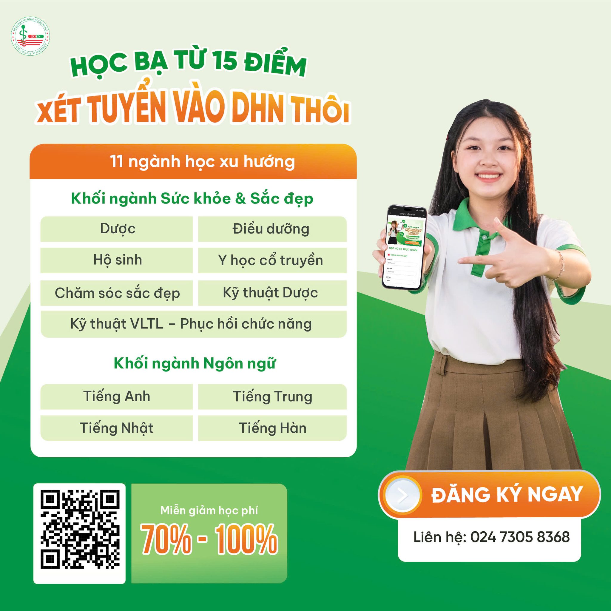 Trường Cao đẳng Dược Hà Nội Facebook ad: HỌC BẠ TRONG TAY XÉT TUYỂN VÀO DHN…