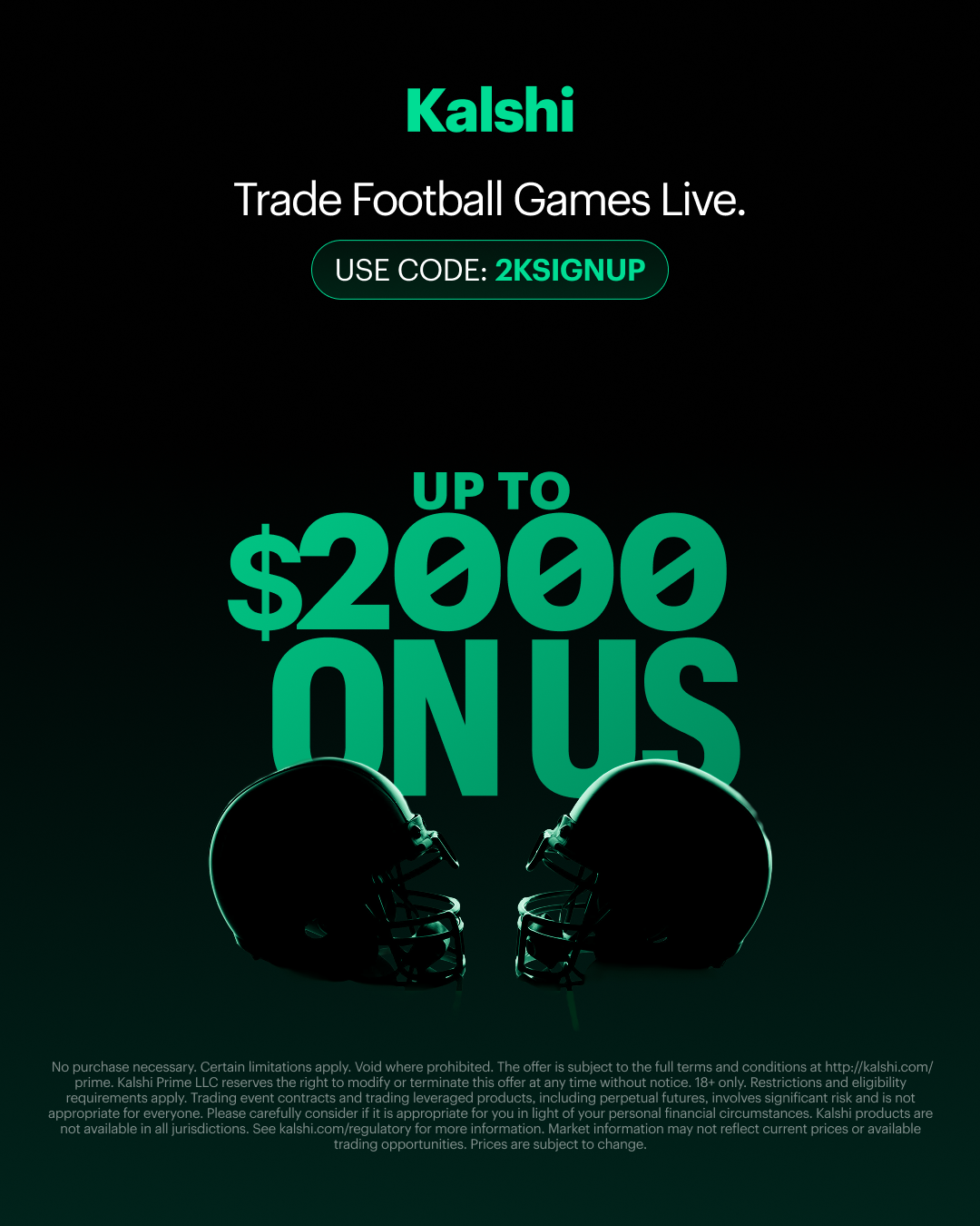 Kalshi - Trade the Headlines Facebook ad: Kalshi: Trade Football & more