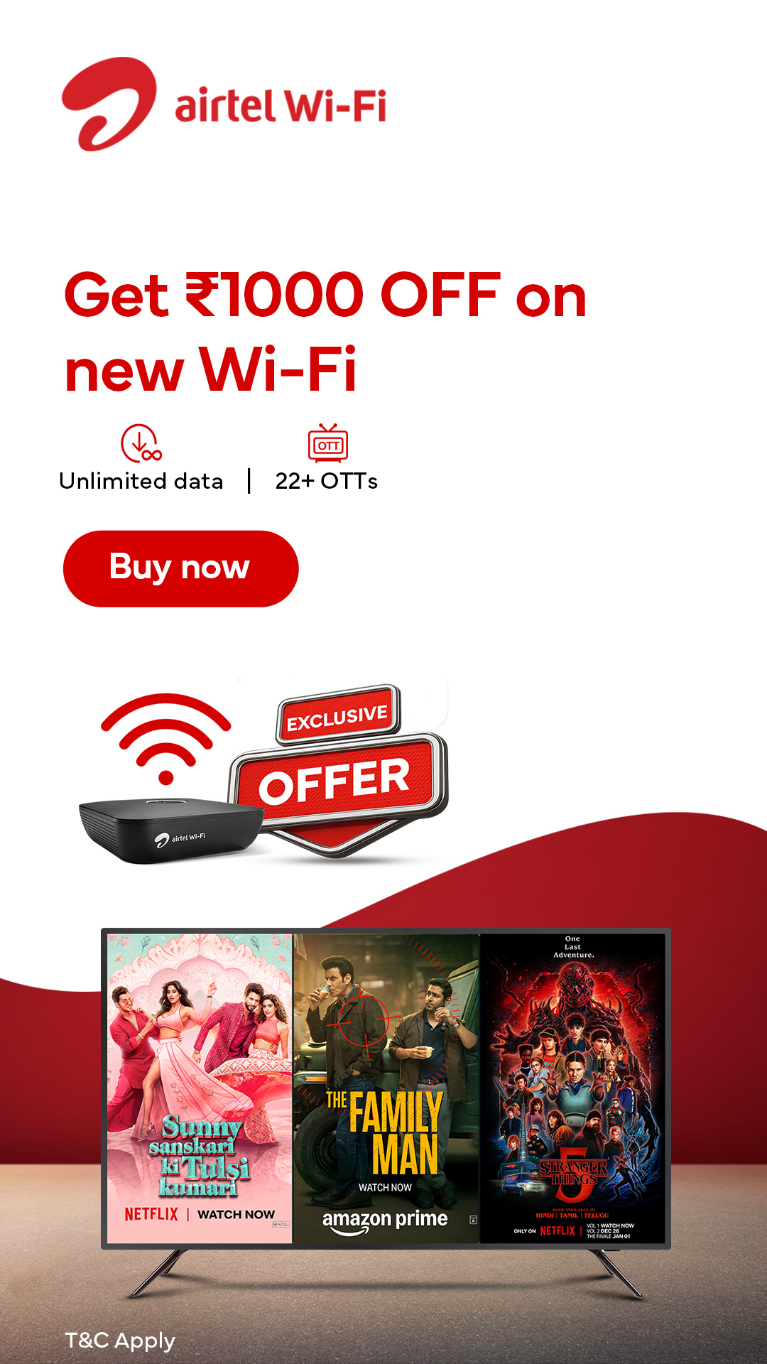 Airtel Xstream Fiber Facebook ad