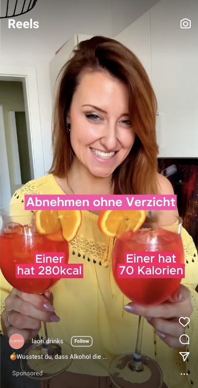 Laori Drinks Facebook ad: Genussvoll anstoßen - Ohne Alkohol