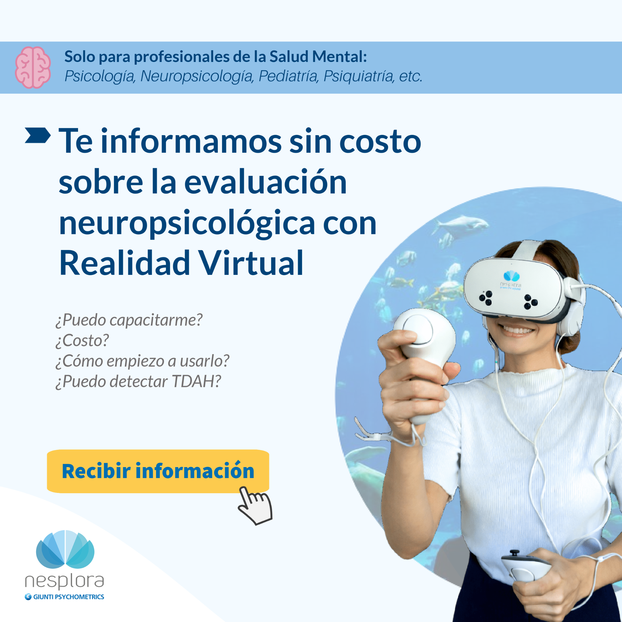 Nesplora Facebook ad: Nesplora. Evaluaciones en RV para profesionales.