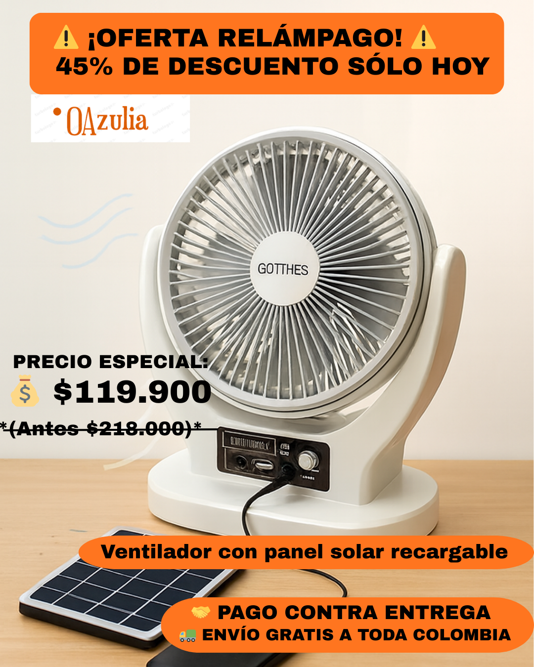OAzulia Facebook ad: ¡Dile ADIÓS al calor sin pagar un peso de luz!