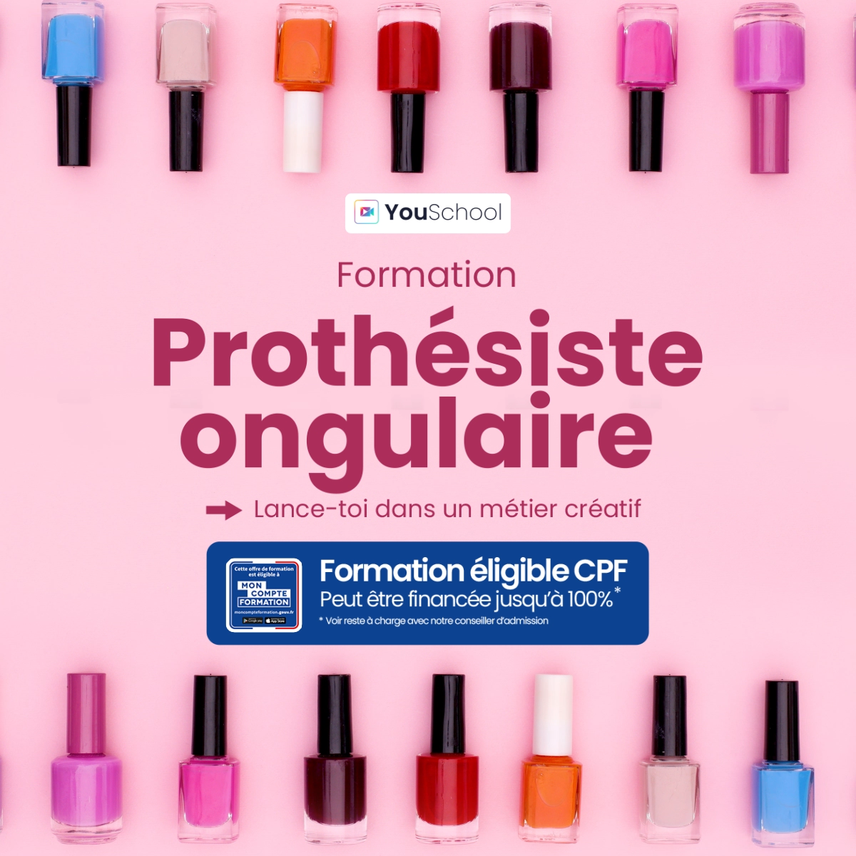YouSchool Beauté Facebook ad: Formation beauté en ligne
