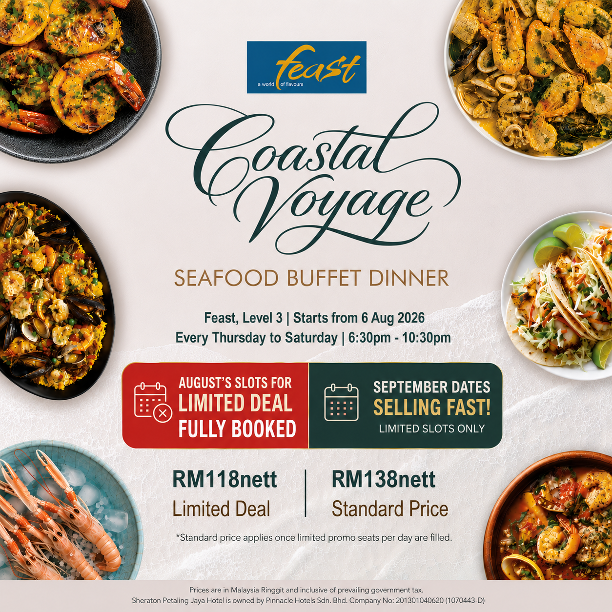 Sheraton Petaling Jaya Hotel Facebook ad: 𝐃𝐢𝐧𝐞, 𝐒𝐚𝐯𝐨𝐮𝐫 & 𝐂𝐞𝐥𝐞𝐛𝐫𝐚𝐭𝐞 𝐚𝐭…