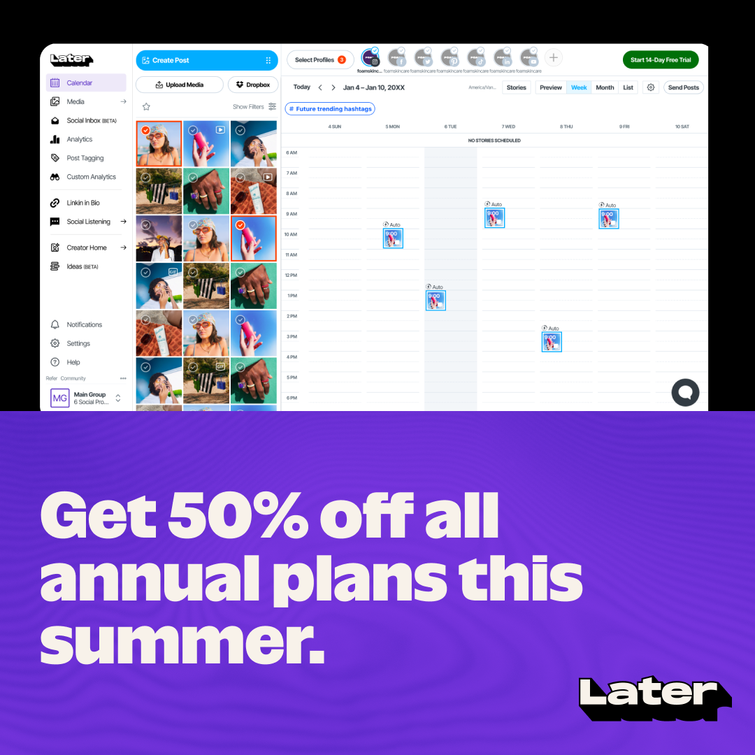 Later Facebook ad: Later for social media managers