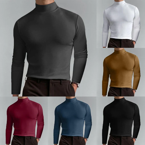BoutiqueFortune shop Facebook ad: T-shirt à manches longues et col montant pour hommes
