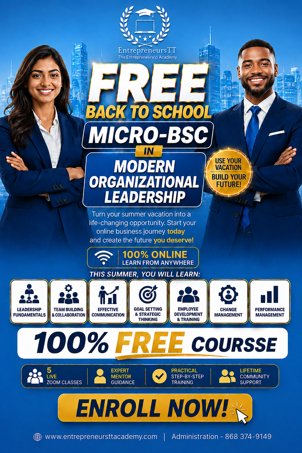 Entrepreneurstt Facebook ad: Enroll Now
