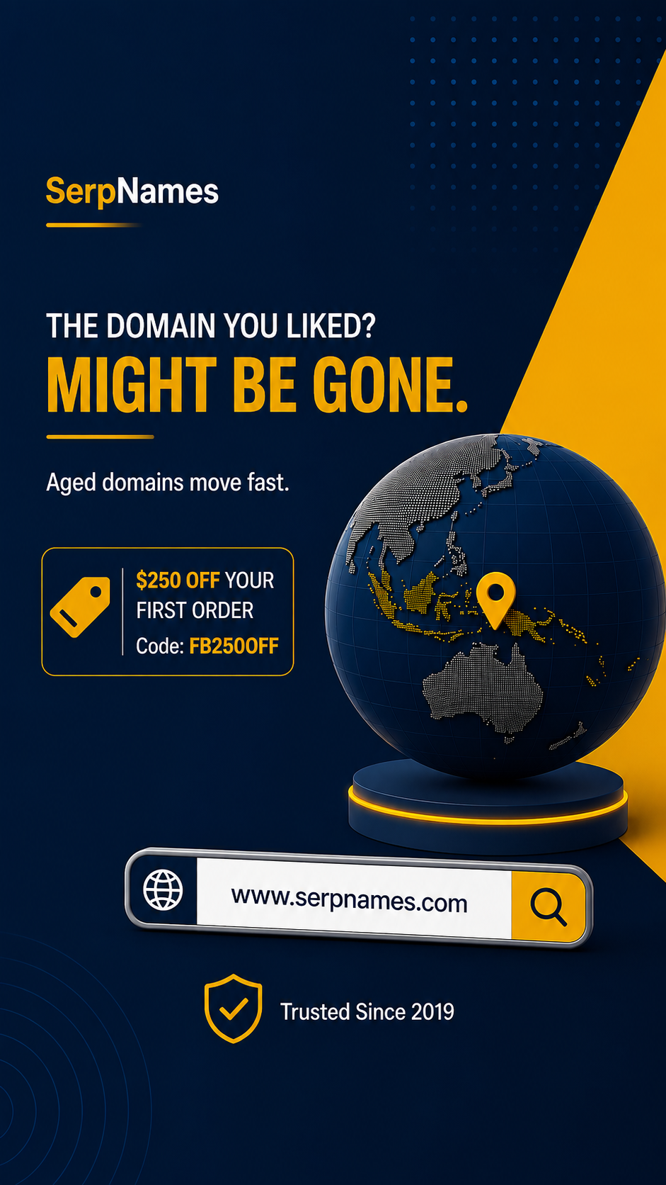 SerpNames.com Facebook ad: Before Your Domain Is Gone