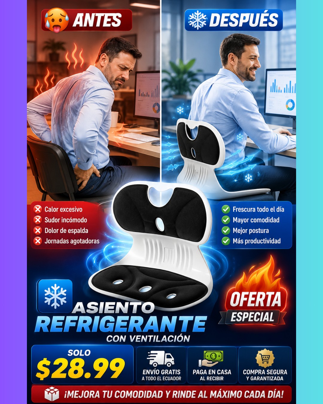 Solutions-Store SAS Facebook ad: Nunca imaginé que estar sentado pudiera agotarme tanto…