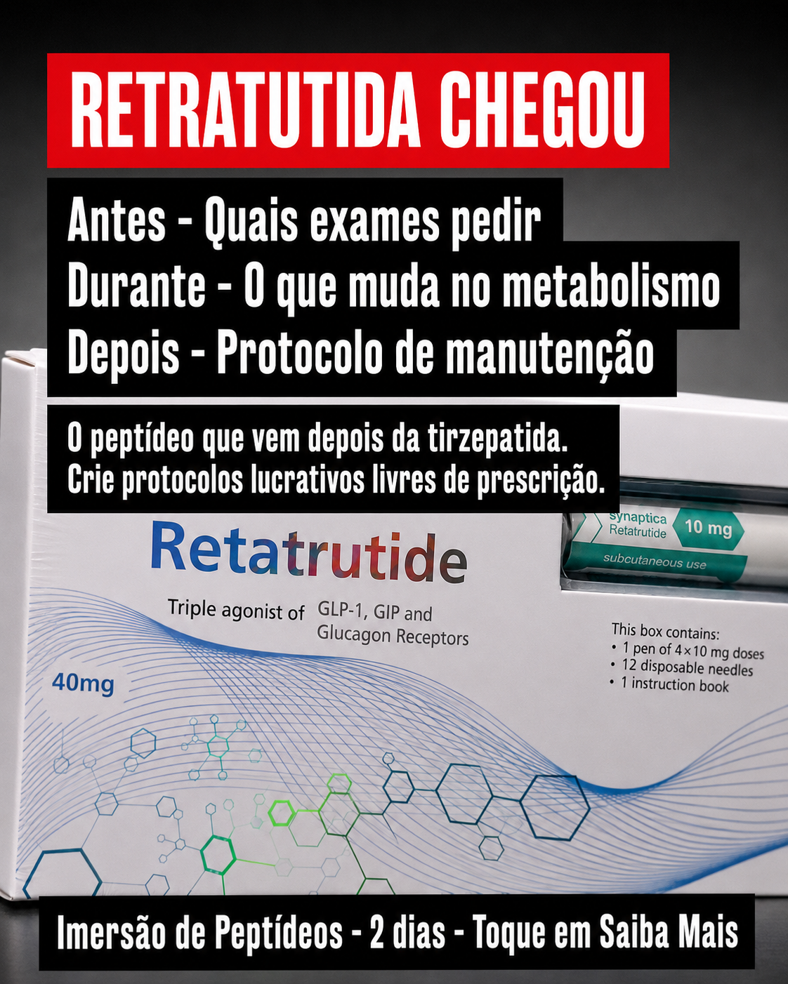 Ryuza Gonçalves Reserva Facebook ad: Domine peptídeos em 2 dias de imersão ao vivo