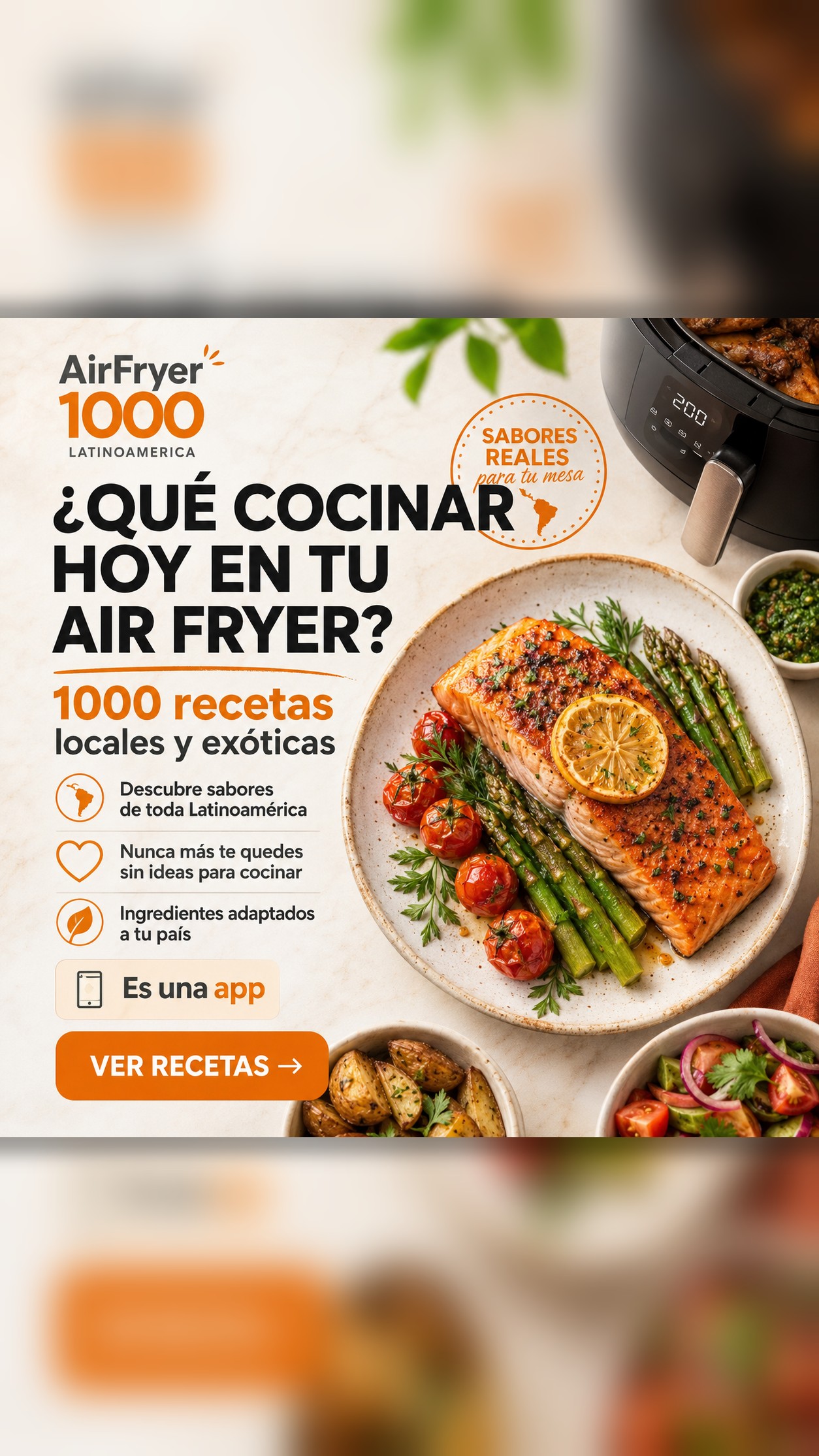 AirFryer1000 Facebook ad: 1.000 recetas para tu Air Fryer