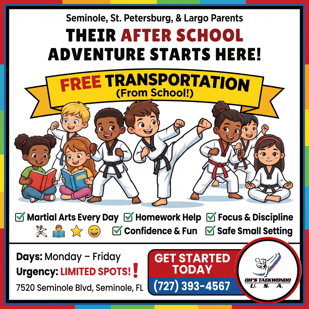 Oh's Taekwondo Martial Arts Facebook ad: ππ’ππ¬ πππππ« πππ‘π¨π¨π₯ ππ«π¨π π«ππ¦ Ages 5 andβ¦