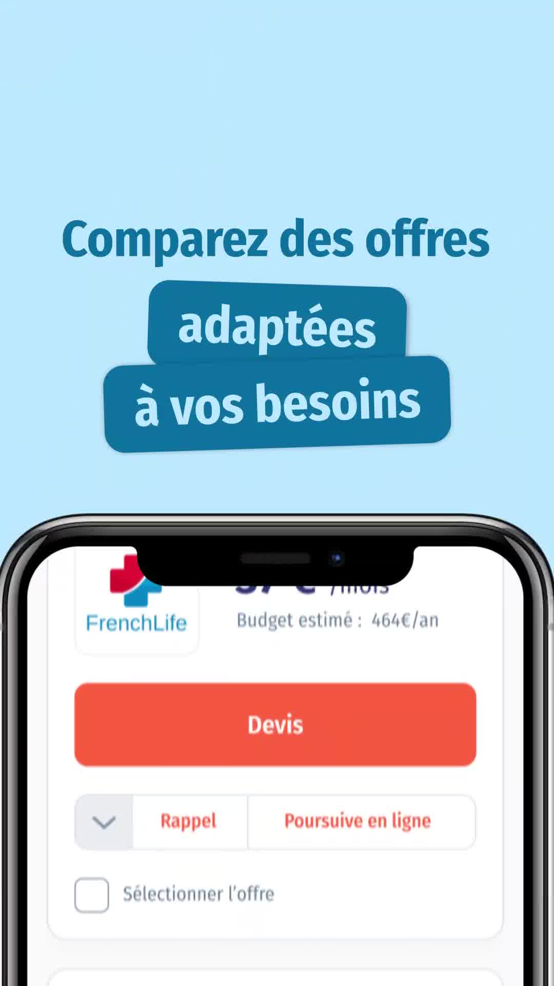 LesFurets.com Facebook ad: Comparez les prix et garanties en 2 min