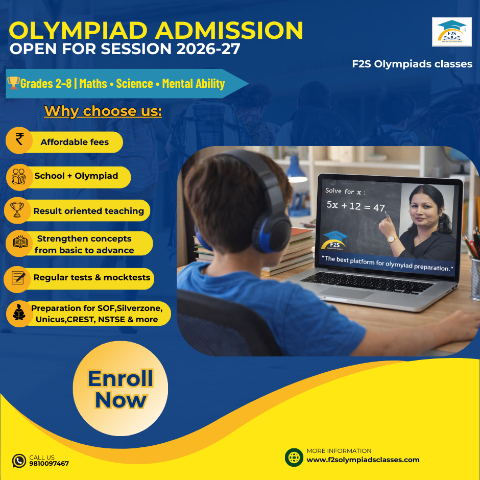 F2S Classes: An online platform for Olympiads preparation Facebook ad: Admissions Open for 2026-27