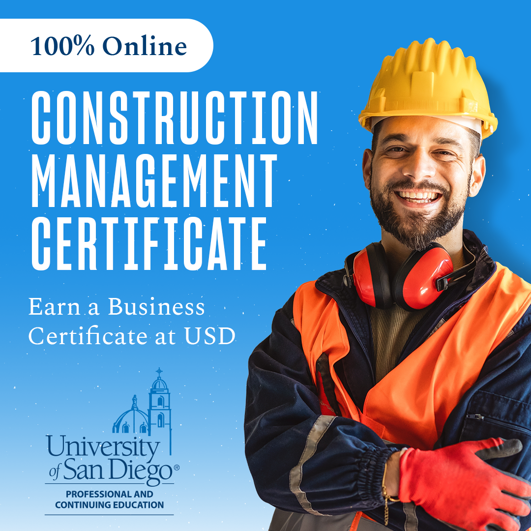 USD Professional & Continuing Education: Business Programs Facebook ad: Master Construction Project Management