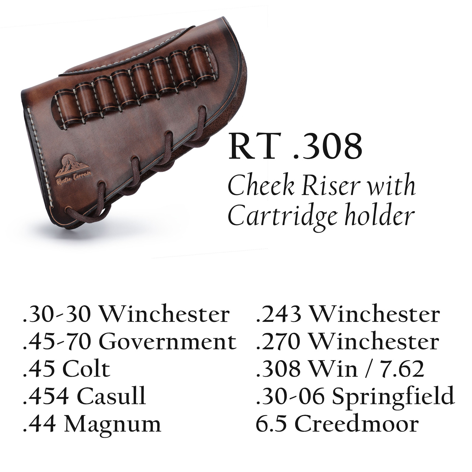 Rustic Terrain Facebook ad: Handmade Leather Rifle Cheek Risers