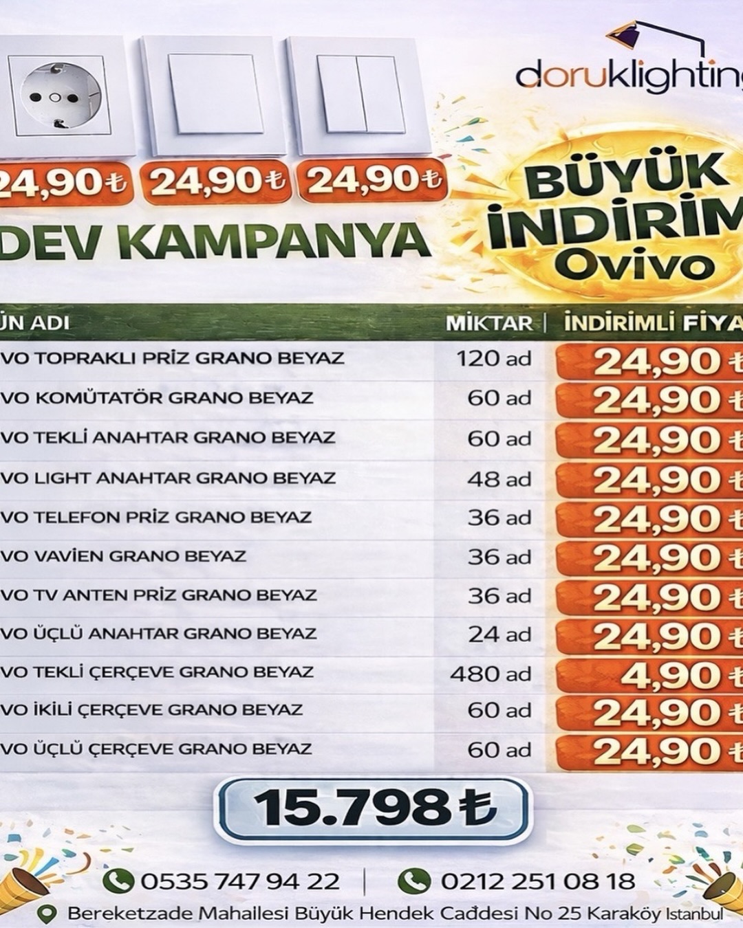 Doruk Aydınlatma elektrik Facebook ad: Bizimle sohbet et