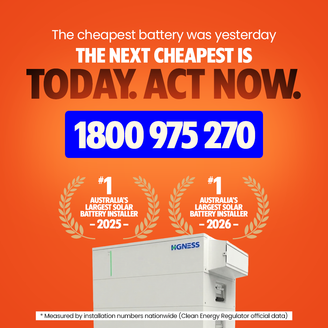 Aussie Solar Batteries Facebook ad: Australia's #1 Solar Battery Installer, 2025 & 2026