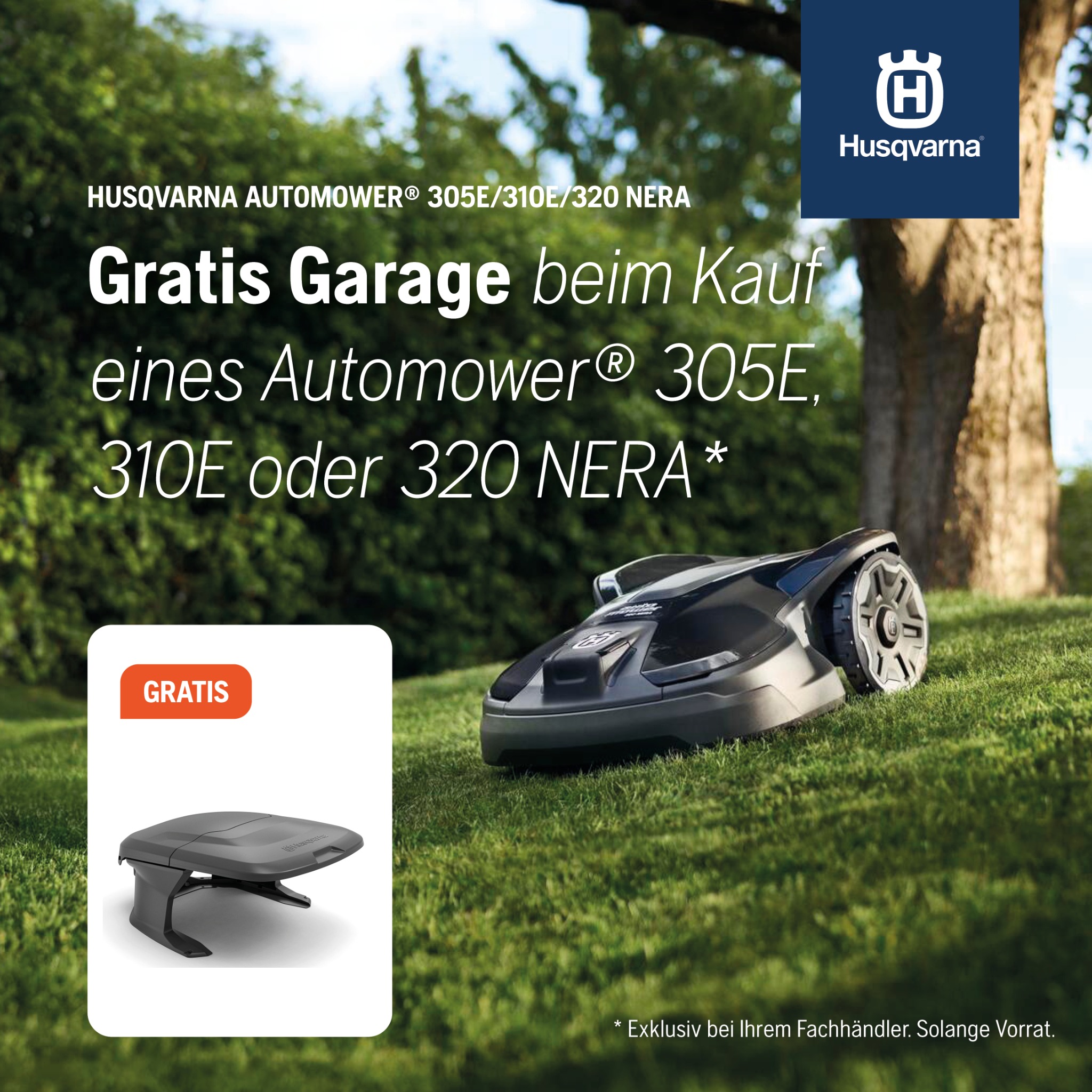 Husqvarna Facebook ad: Gratis Garage zu Automower sichern