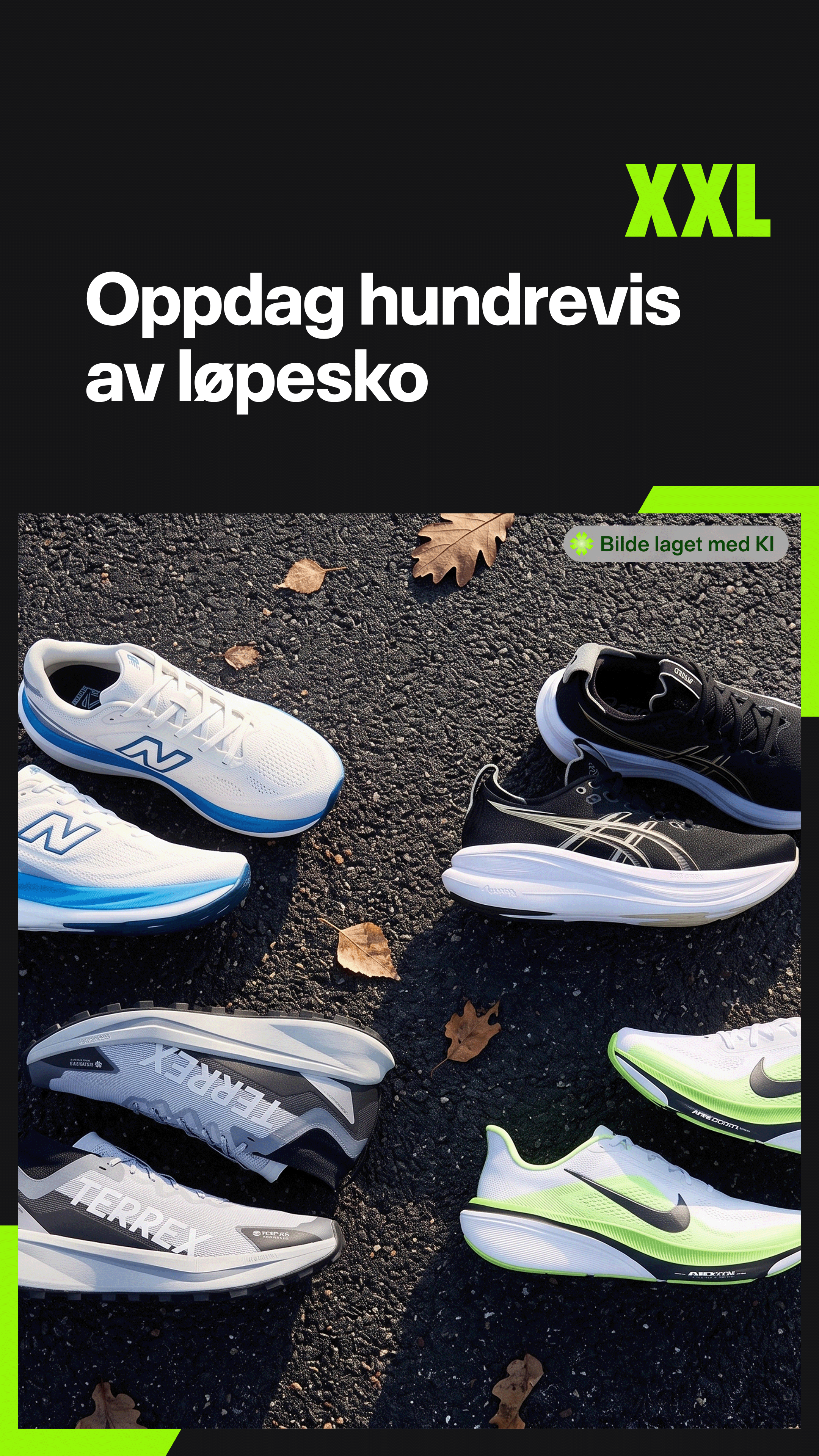XXL Sport & Villmark Facebook ad: Hundrevis av løpesko, finn din perfekte match