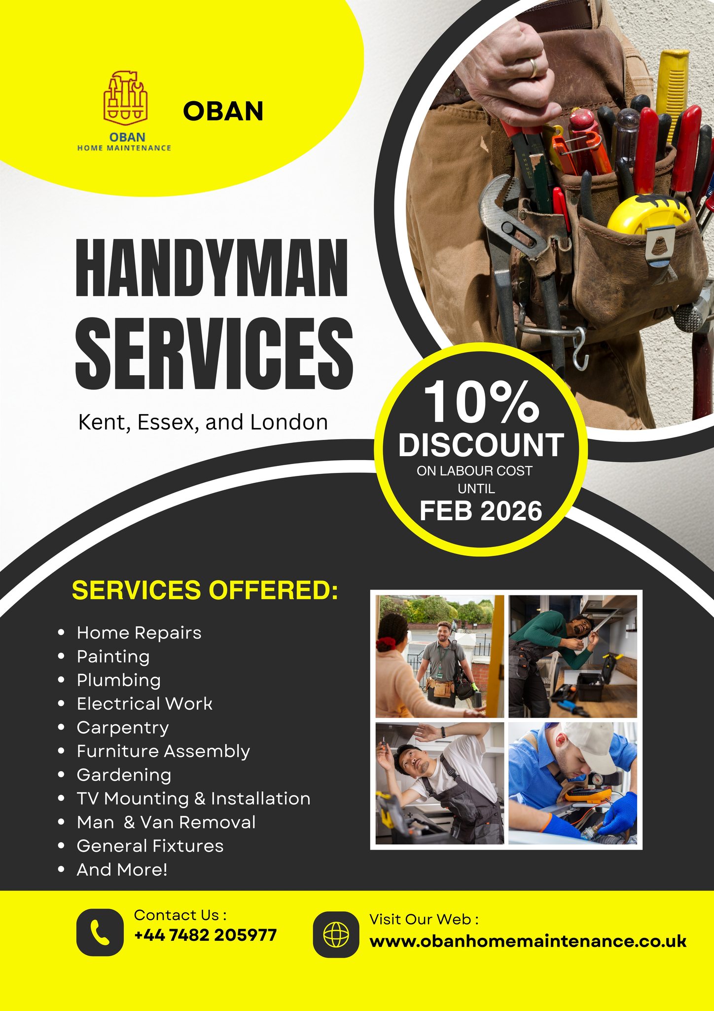 Ola Banjoko Facebook ad: Affordable Handy Services within Kent, Essex and London.