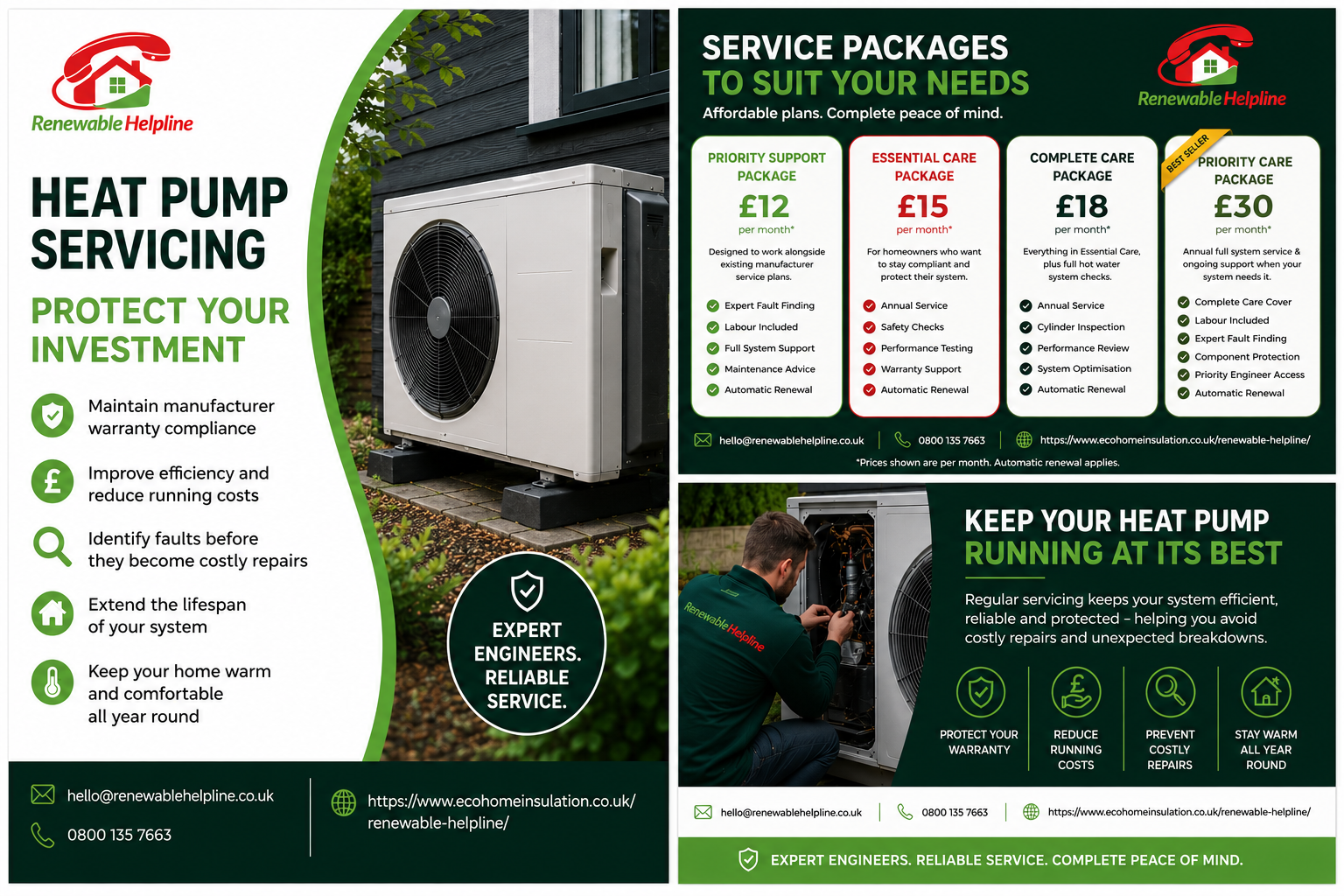 Renewable Helpline Facebook ad: Heat Pumps Powys