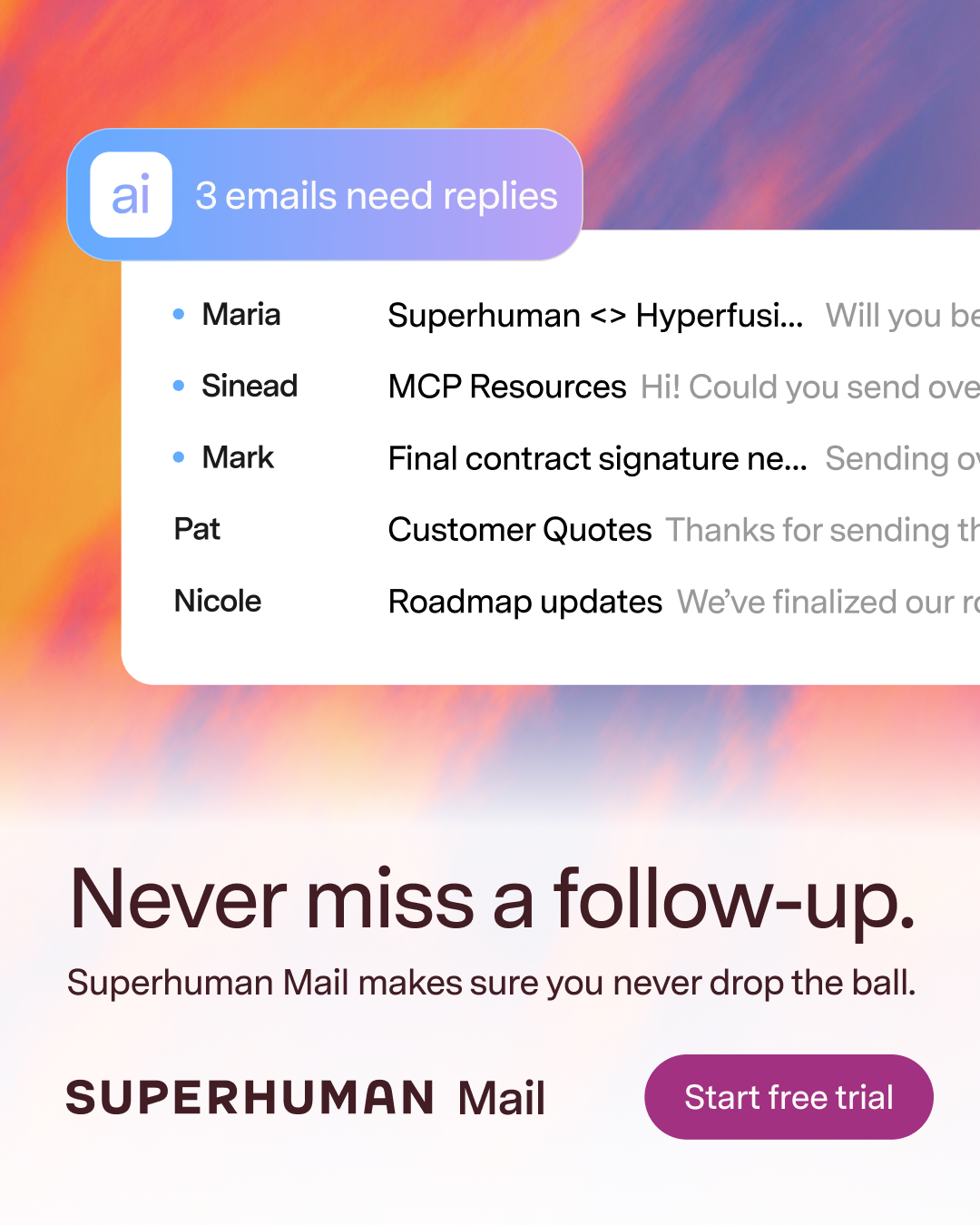 Superhuman Mail Facebook ad