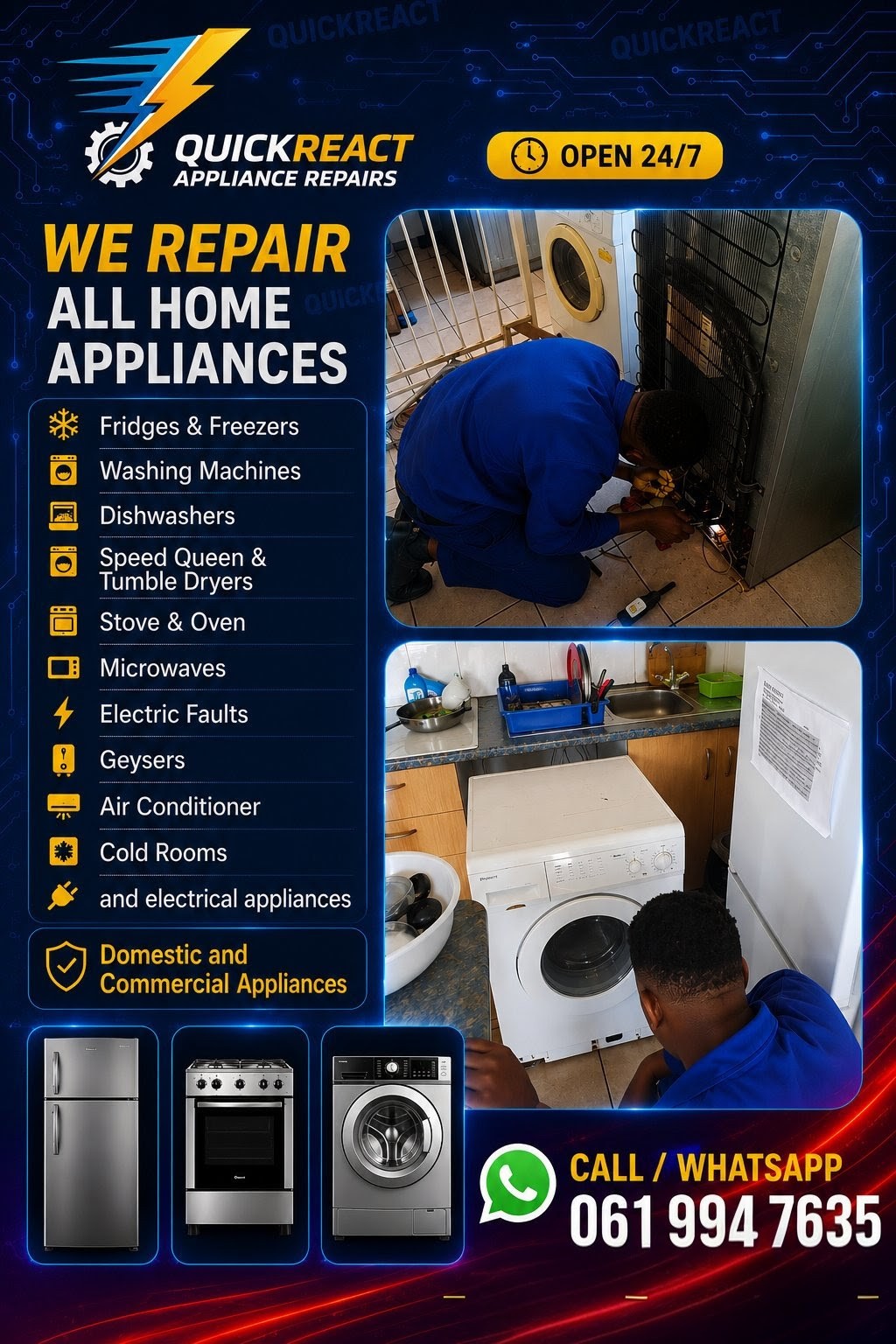 QuickReact Appliances Facebook ad from Jun 22, 2026