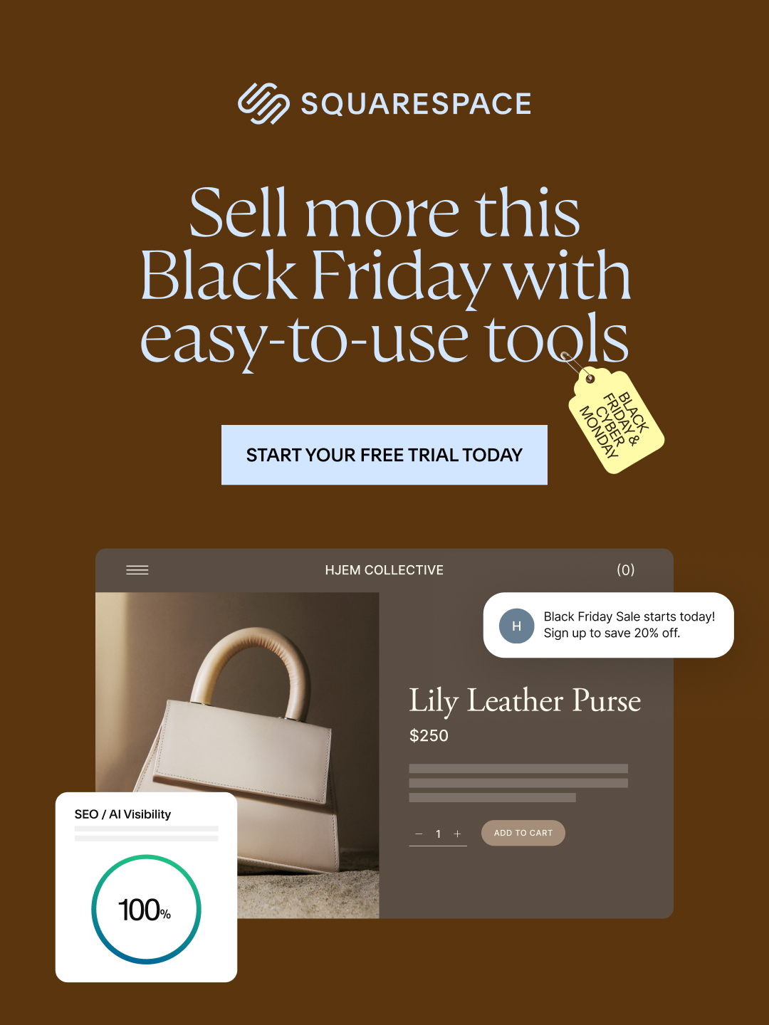 Squarespace Facebook ad: Get ready for peak selling season