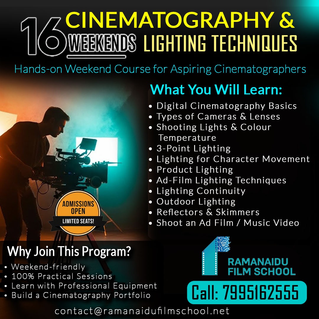 Ramanaidu Film School Facebook ad: 16 Weekend Cinematography Course