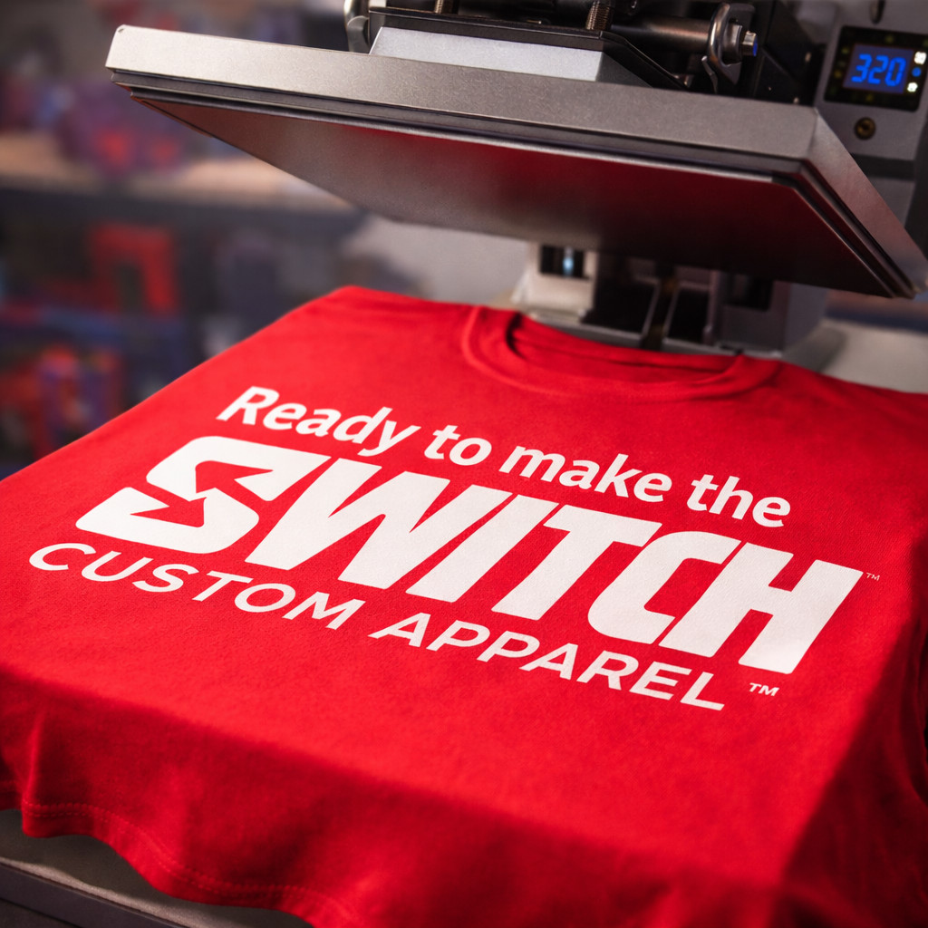 Switch Custom Apparel Facebook ad: Switch Up Your Team and Brand Apparel