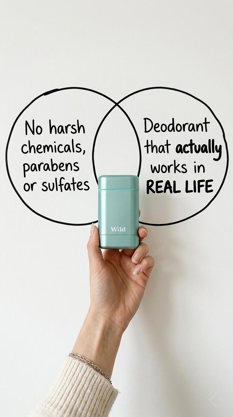 Wild Facebook ad: Wild deodorant, 98% natural, totally effective.
