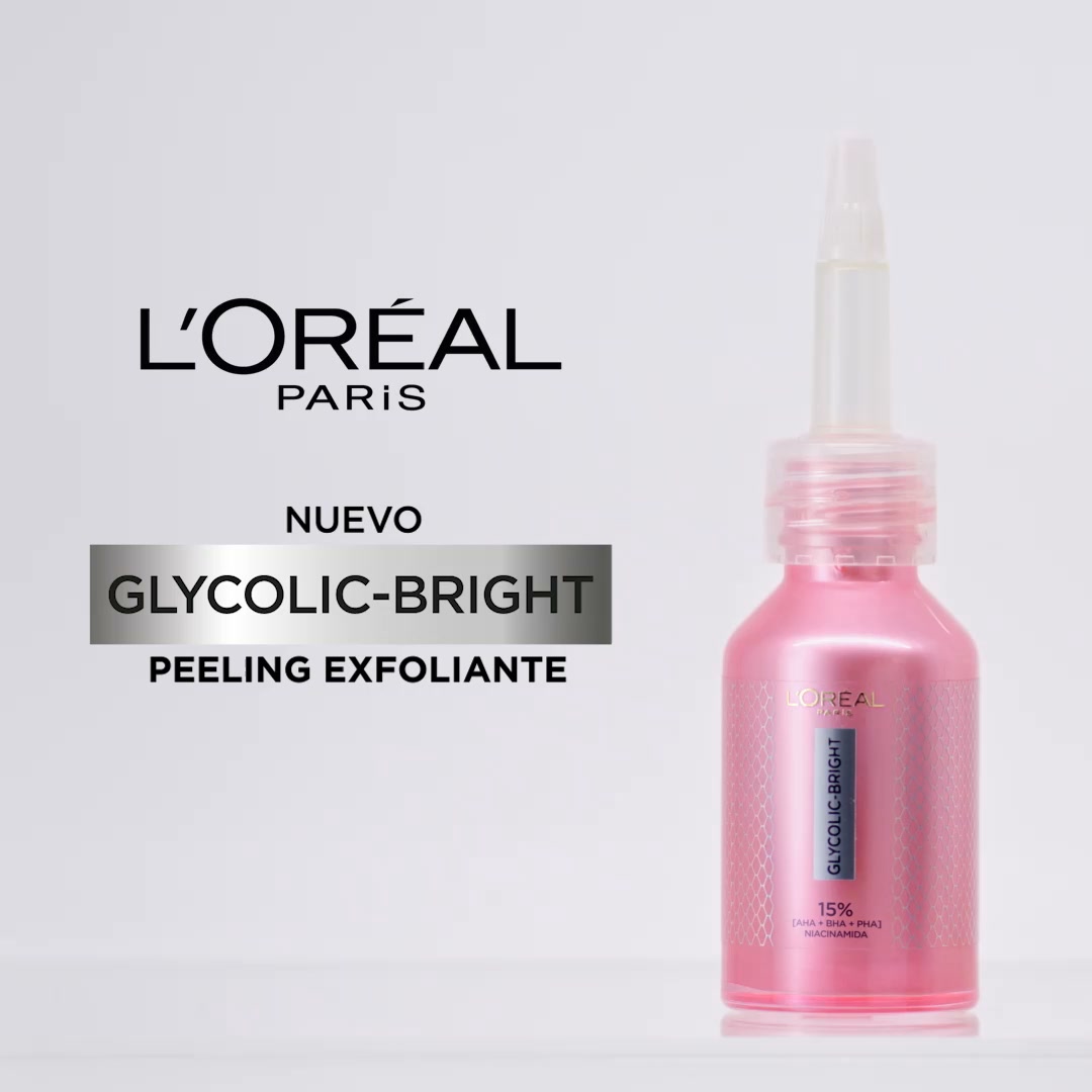 L'Oréal Paris Facebook ad: Probá el nuevo Glycolic Bright Peeling Exfoliante.