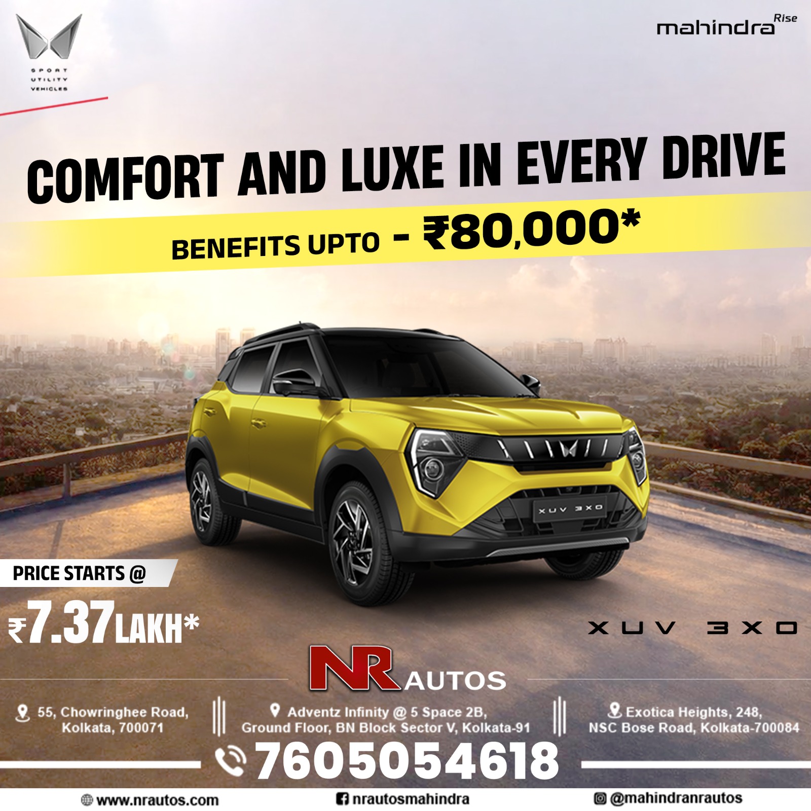 Mahindra NR Autos Facebook ad: Rule the Road with the New XUV 3XO…
