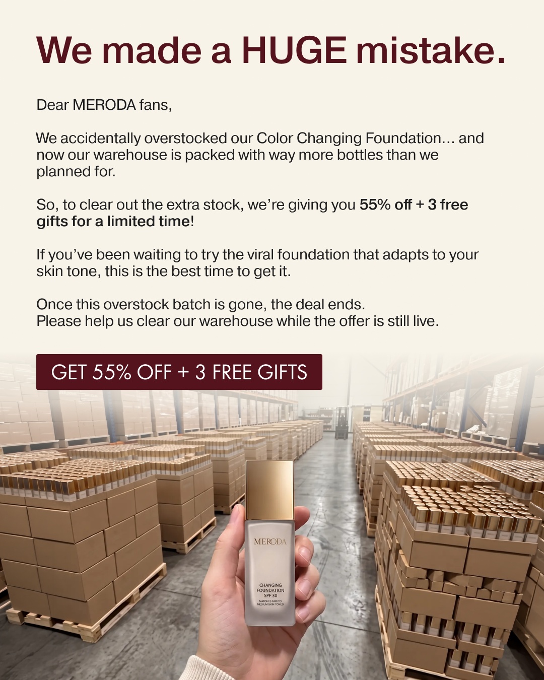 Meroda Cosmetics Facebook ad