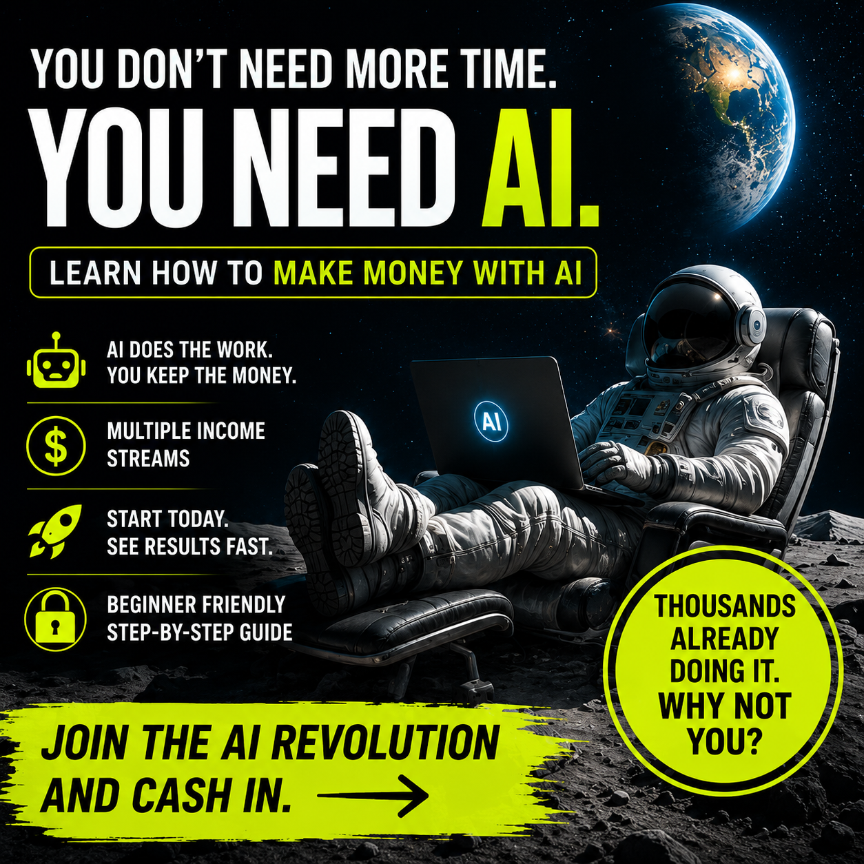 Sapienbase Facebook ad: Learn How To Make Money With AI