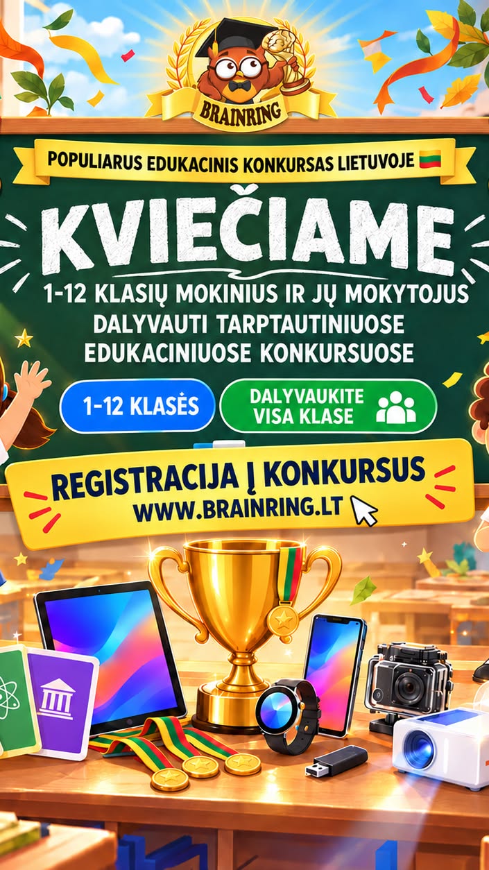 Brainring.lt Facebook ad: Brain Ring - Edukaciniai konkursai 1-12 klasių mokiniams