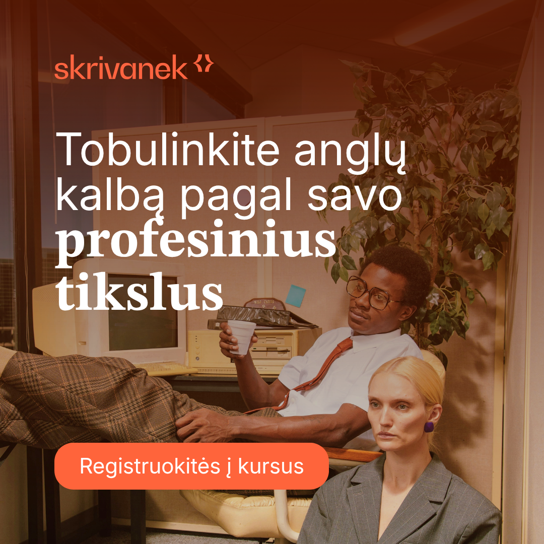 Skrivanek Lietuva Facebook ad: Anglų kalbos kursai suaugusiesiems