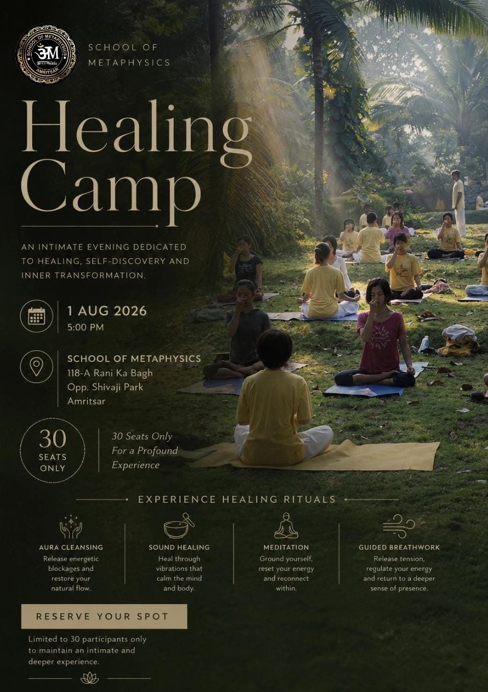 School of Metaphysics Facebook ad: Experience Energy Healing in Amritsar