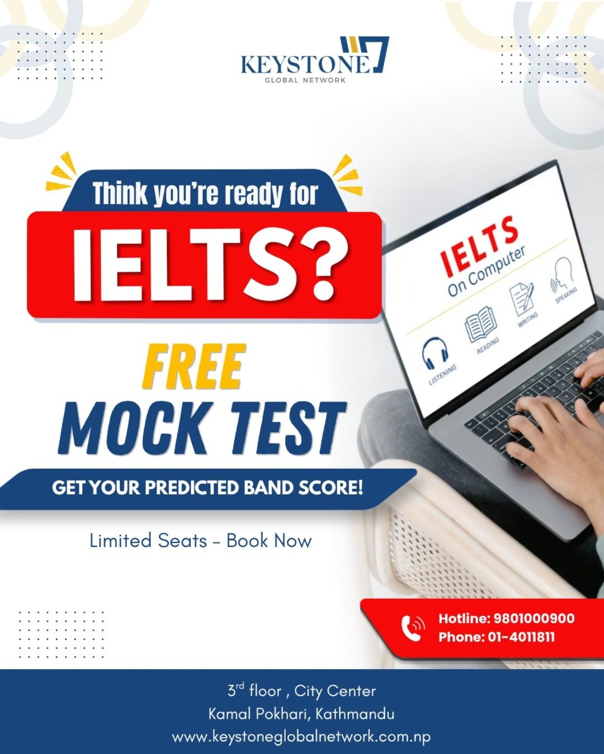 Keystone Global Network Facebook ad: FREE IELTS Mock Test
