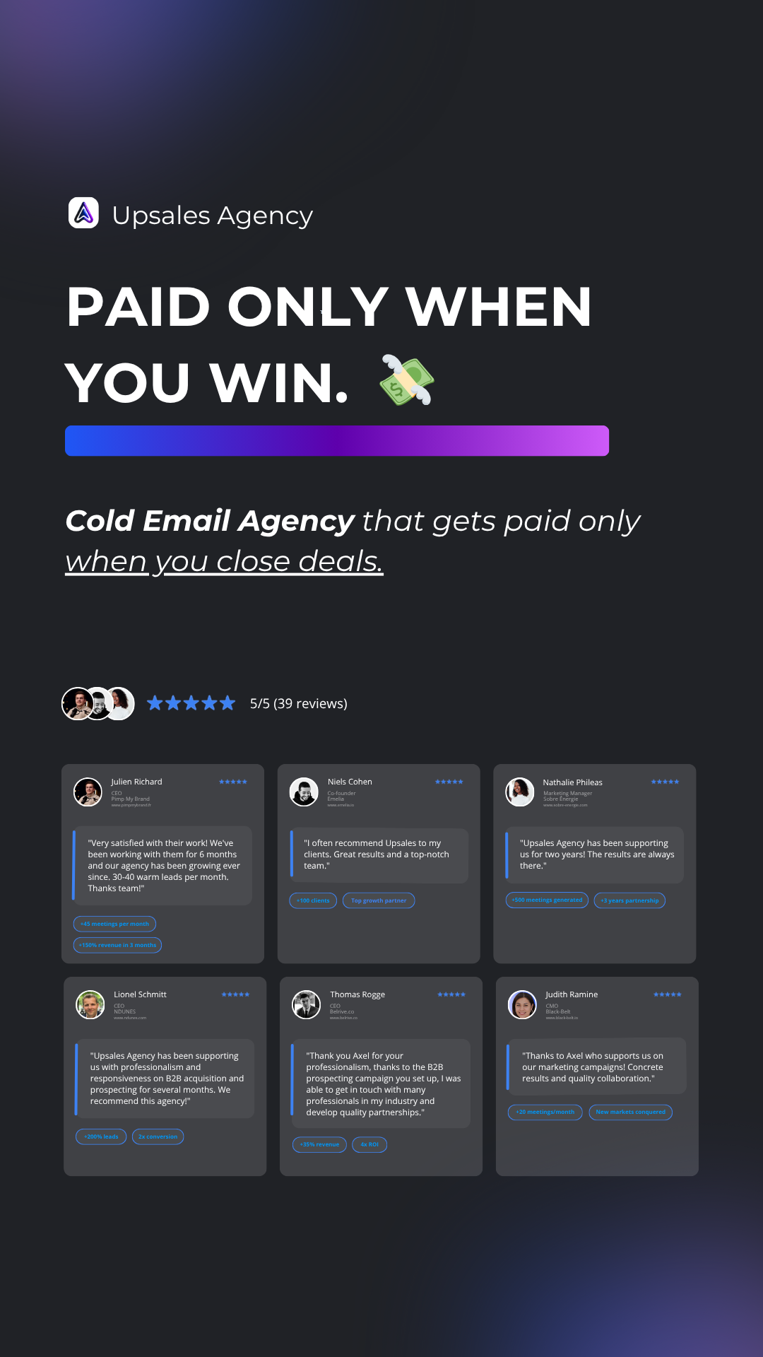 Upsales Agency Facebook ad: Swipe up to launch your campaign!