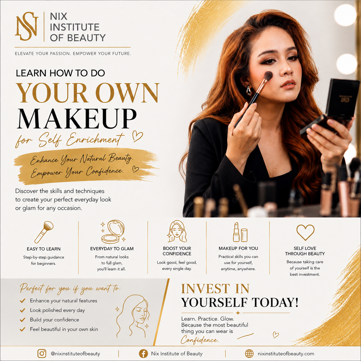 Nix Institute of Beauty Facebook ad: Chat in Messenger
