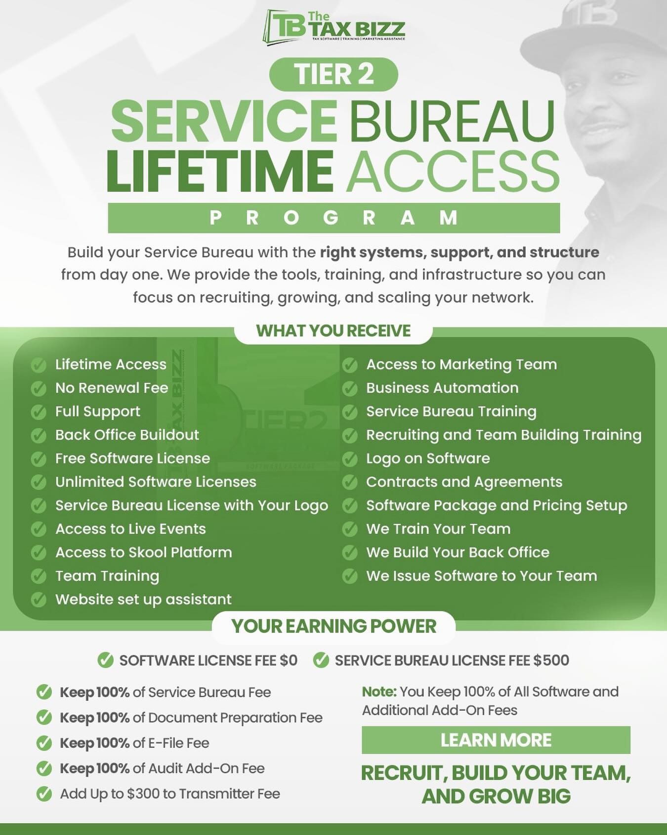 The Tax Bizz Facebook ad: HOME | Build a Service Bureau Business