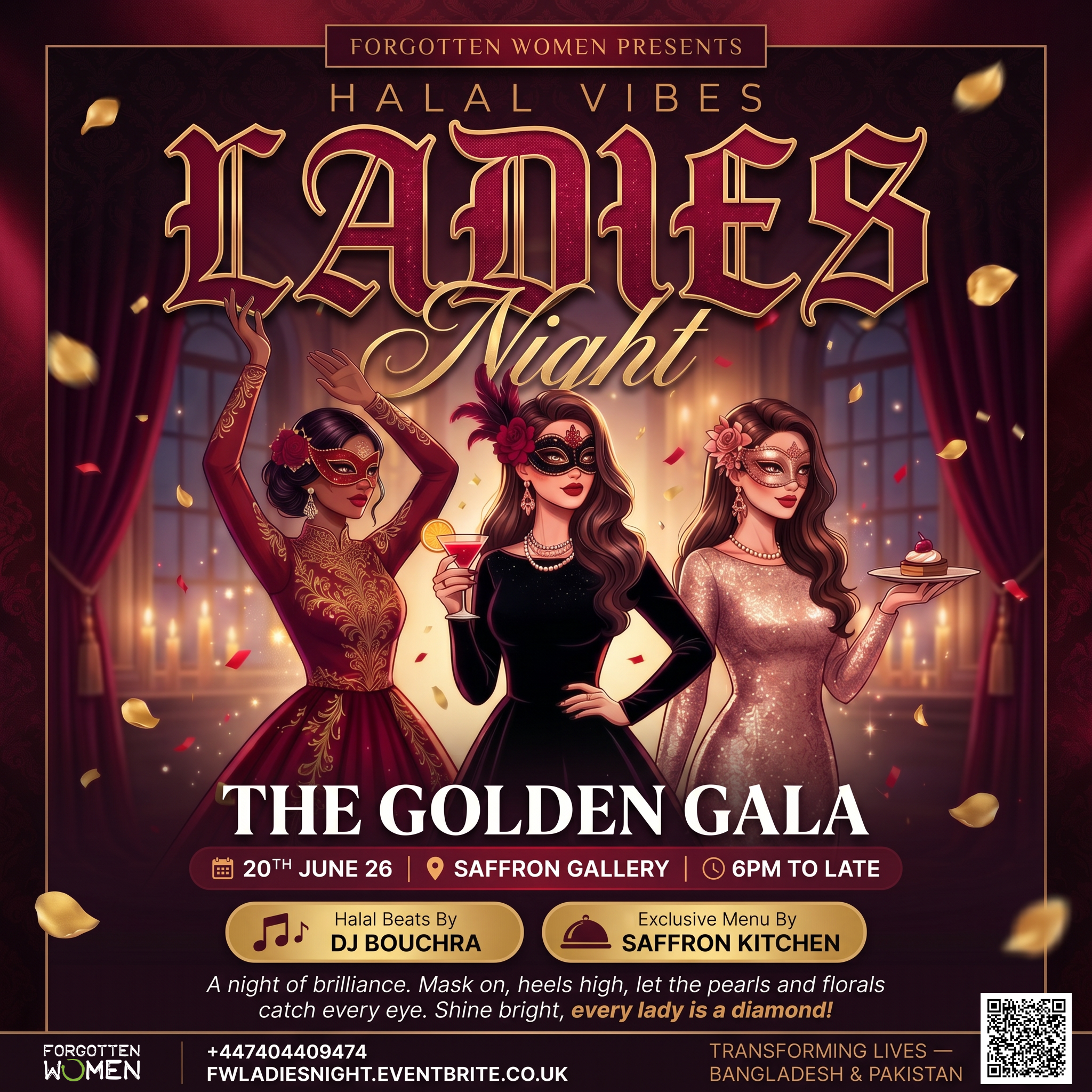 Eventsatforgottenwomen Facebook ad: Ladies Night: The Golden Gala (Halal Vibes)